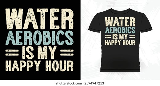 Water Aerobics Repeat Funny Aerobics Instructor Vintage Aerobics T-shirt Design
