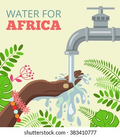 Water for africa. Vector flat illustration