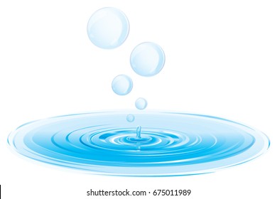 Water and air bubbles,on white background with copy space for add text message. Vector illustration