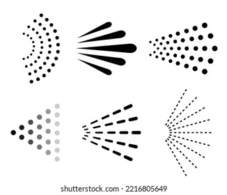 Water Or Air Spray Vector Icons, Nozzle For Paint Aerosol Or Deodorant, Vector Sprinkling Jet Lines Illustration.