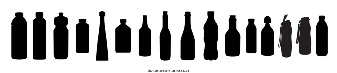 water alcohol oil bottle silhouettes