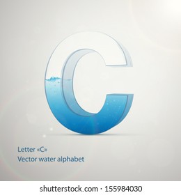 Water alphabet on gray background. Vector. Letter C