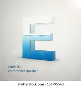 Water alphabet on gray background. Vector. Letter E