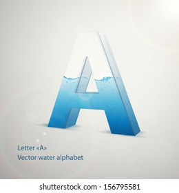 Water Alphabet On Gray Background. Vector. Letter A