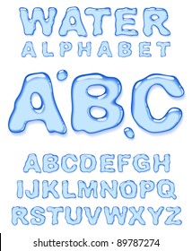 Water Alphabet. Vector Letters Set.