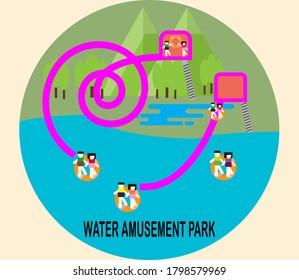 Water amusement park. Vector illustration.