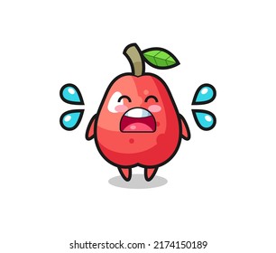 water apple cartoon illustration with crying gesture , cute style design for t shirt, sticker, logo element