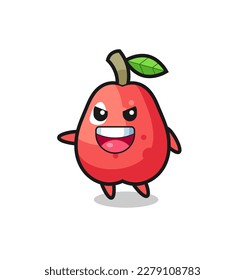 water apple cartoon with very excited pose , cute style design for t shirt, sticker, logo element