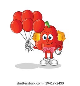 water apple clown with balloons vector. cartoon character