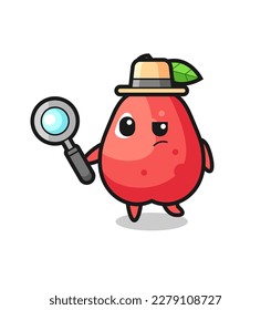 water apple detective character is analyzing a case , cute style design for t shirt, sticker, logo element