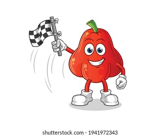 water apple finish flag holder cartoon. cartoon mascot vector