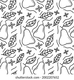 water apple line black and white doddle seamless pattern background