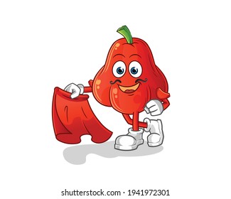 water apple matador with red cloth illustration. character vector