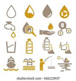 water, aqua icon set