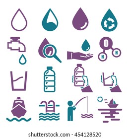 water, aqua icon set
