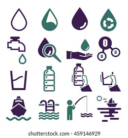 water, aqua icon set