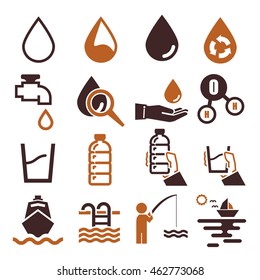 water, aqua icon set