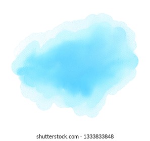 Water aquarelle drawing paper texture vector splash for design, label, tag, card. Abstract watercolor aqua liquid paint art smear element on white background
