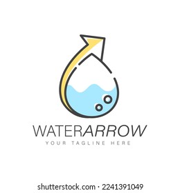 Water arrow logo design linear style