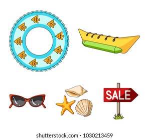 Water attraction, seashells, goggles.Summer vacation set collection icons in cartoon style vector symbol stock illustration web.