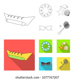 Water attraction, seashells, goggles.Summer vacation set collection icons in outline,flat style vector symbol stock illustration web.