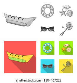 Water attraction, seashells, goggles.Summer vacation set collection icons in monochrome,flat style vector symbol stock illustration web.