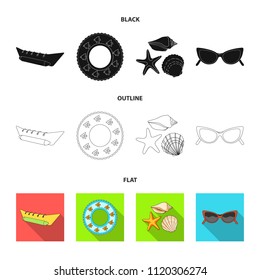Water attraction, seashells, goggles.Summer vacation set collection icons in black,flat,outline style vector symbol stock illustration web.