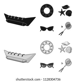 Water attraction, seashells, goggles.Summer vacation set collection icons in black,monochrome style vector symbol stock illustration web.
