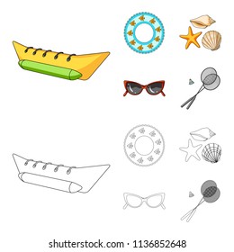 Water attraction, seashells, goggles.Summer vacation set collection icons in cartoon,outline style vector symbol stock illustration web.