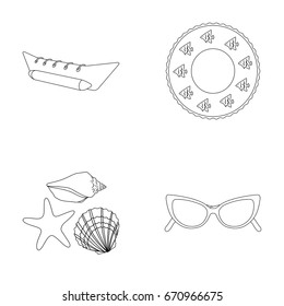 Water attraction, seashells, goggles.Summer vacation set collection icons in outline style vector symbol stock illustration web.