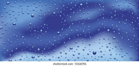 Water background, banner, water drop on glass, heart on glass . Vector illustration.