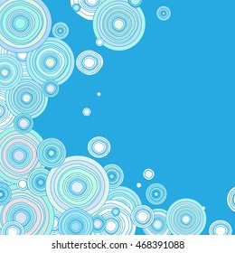 Water background with doodle circles. Water foam or bubbles. Place for text