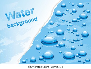 Water background with drops. Vector illustration.