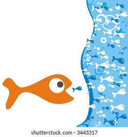 water background with orange fish in vector