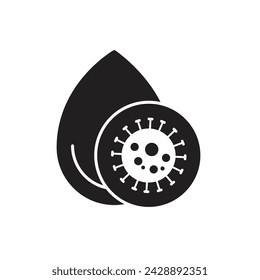 Water bacteria icon design, water drop with bacteria symbol. isolated on white background, vector illustration