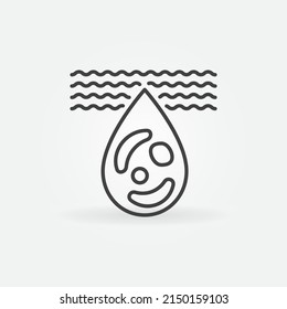 Water Bacteria linear icon - Dirty Water Drop vector concept symbol