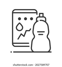 Water balance tracking - vector line design single isolated icon