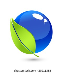 Water ball and leaf. Environmental synbol