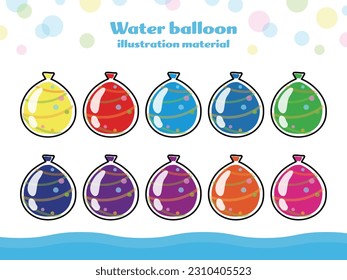 Aqua-Ballons-Illustration, 10 Farben-Set. Spiel für Kinder. Vektorgrafik