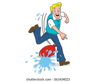 Water Baloon Slamming People Character Illustration Logo Icon Vector