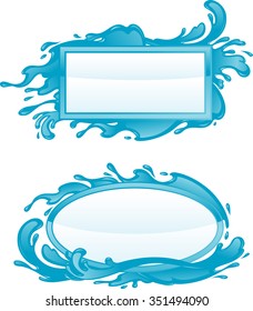 Water Banner Splash-Blue liquid/ paint frame set of two