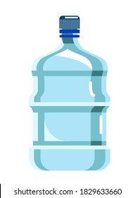 Water barrel. Big plastic bottle of potable water with cap isolated on white background. Barrel for cooler vector illustration