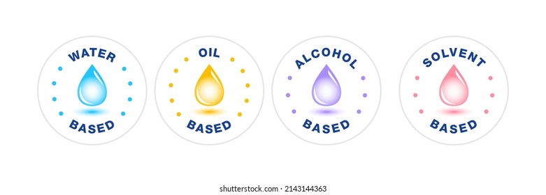 Water based product vector icon set