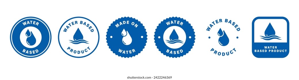 Water Based - vector round labels for product packaging. Made on water - stickers.