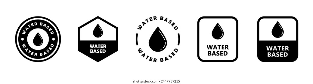 A Base De Agua. Señales de Vector para la etiqueta del embalaje del producto.