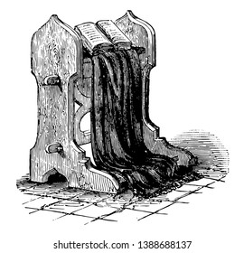 A water basin with shape of angles on the edges and is used in baptism ceremony, vintage line drawing or engraving illustration.