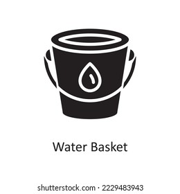 Water Basket Vector Solid Icon Design illustration. Housekeeping Symbol on White background EPS 10 File