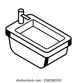 Wasserbadewanne, Vektorgrafik in isometrischer Form 