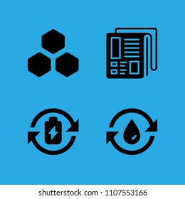 water, battery, newspaper and beehive icons vector in sample icon set for web and graphic design