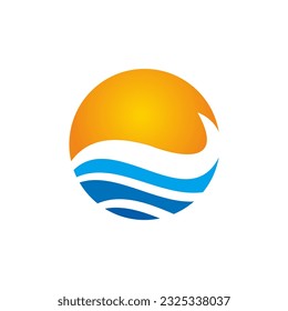 Water beach ocean round logo vector image